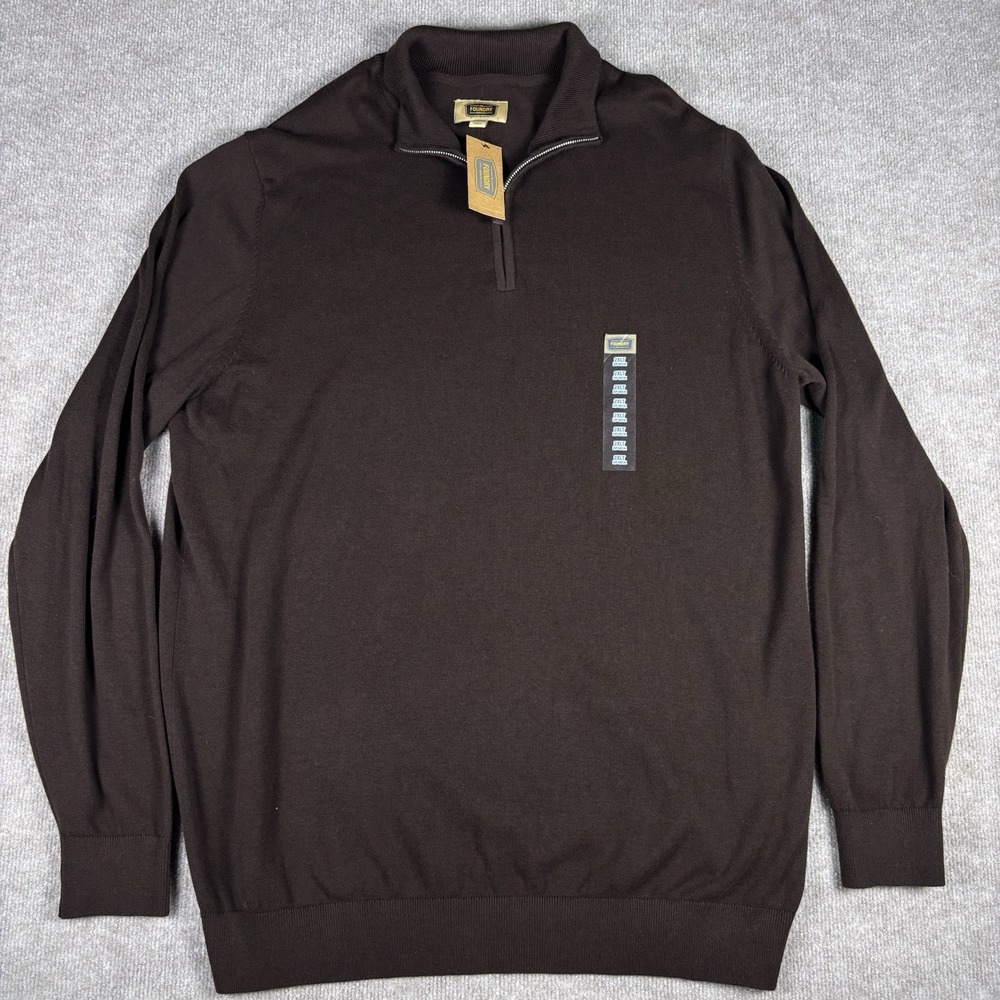 Foundry Supply Co 2XLT Brown 1/4 Zip Sweater Pullover Cotton Big & Tall NWT